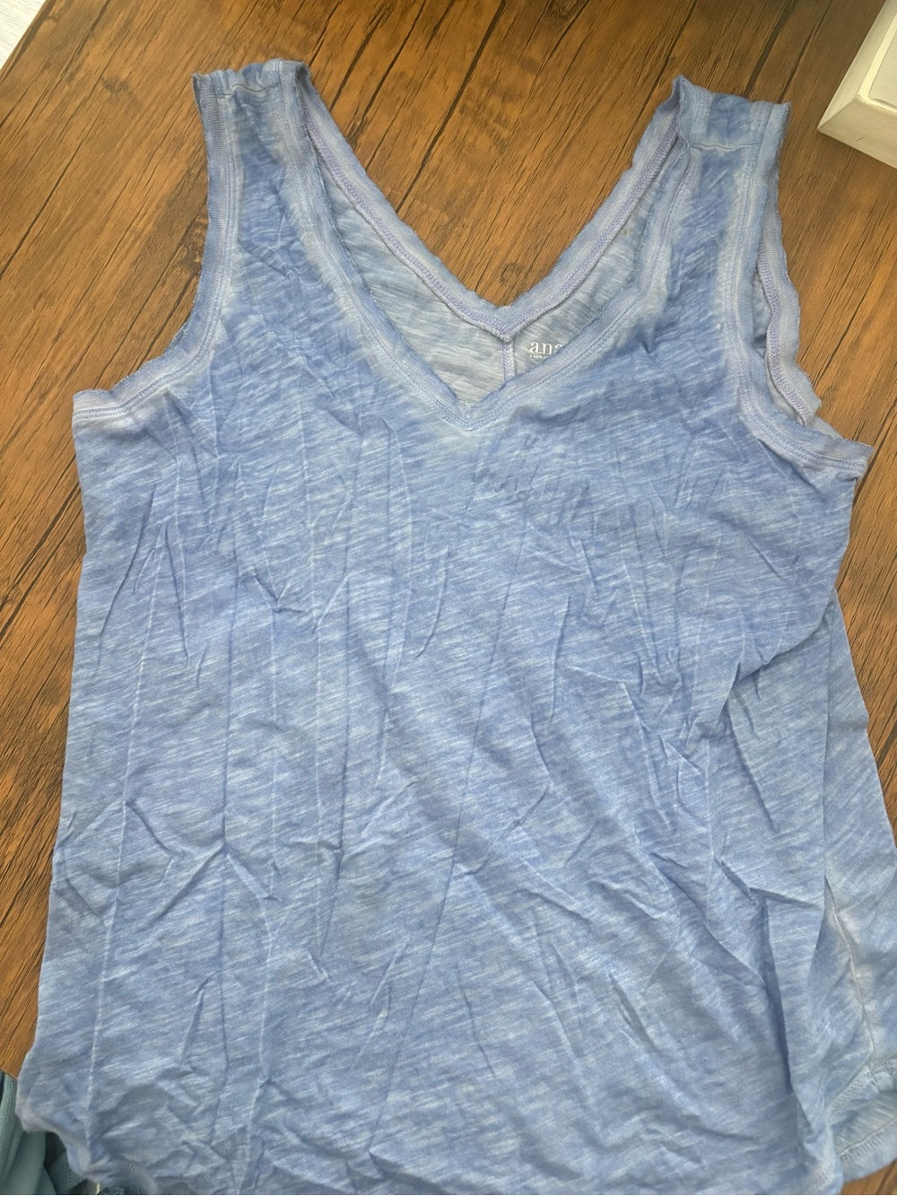a.n.a Light Blue Heathered V-Neck Tank Top